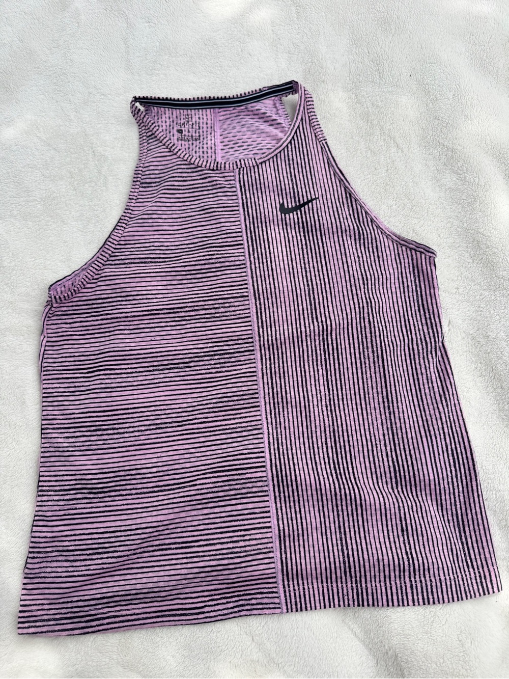 Nike Dri-FIT Pink Striped Racerback Workout Tank Medium